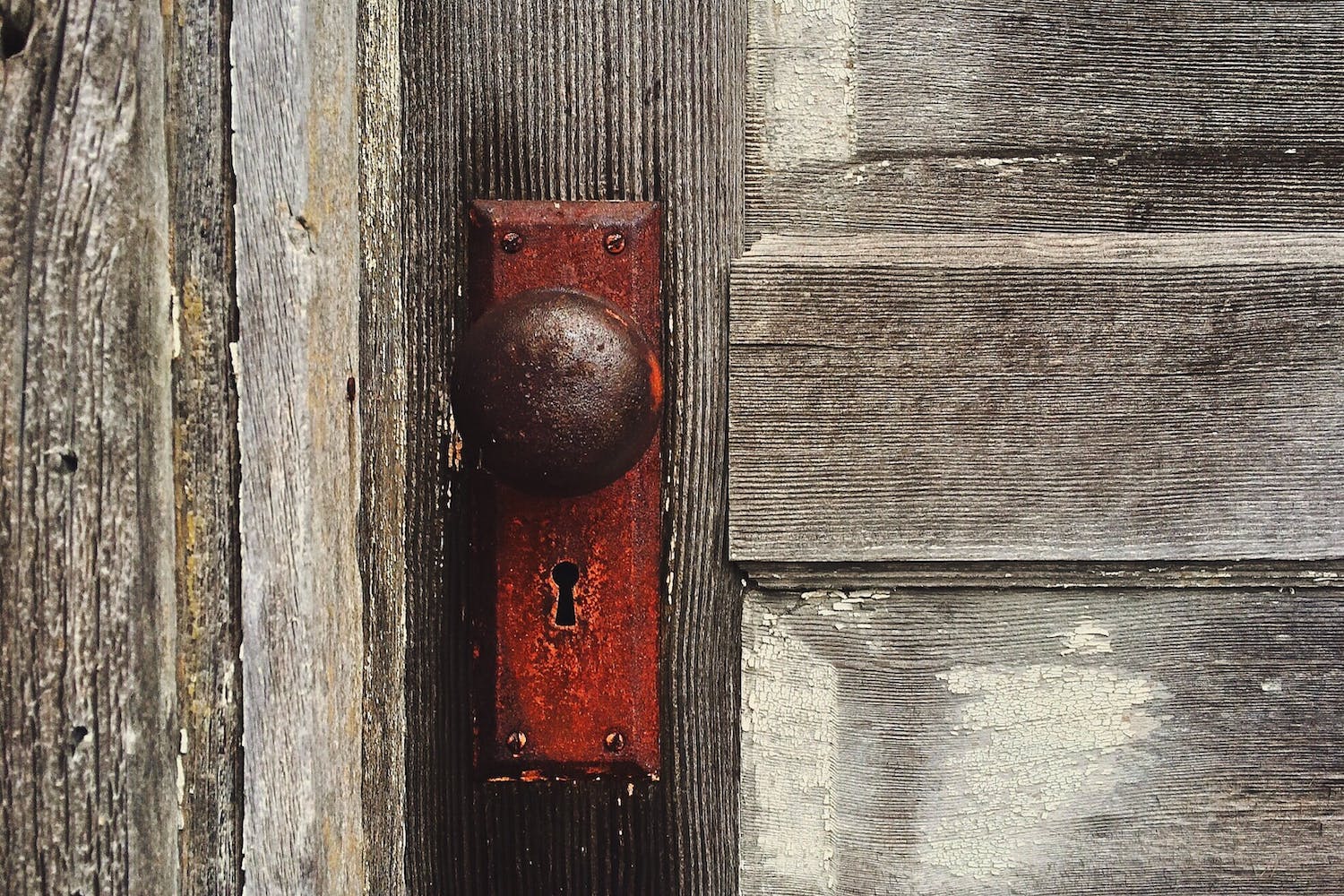 A Wabi-sabi future - door with rusted handle